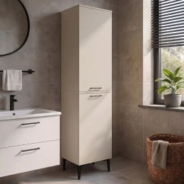 Ντουλάπι με καλάθι απλύτων Singa χρώμα sandstone 45x40x180εκ.