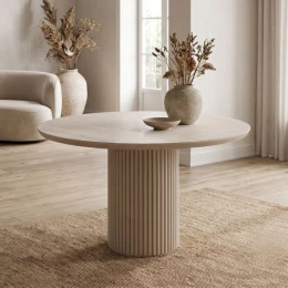 Τραπέζι Hazar Mdf χρώμα travertine - sandstone Ø119,5x76εκ.