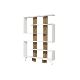 Βιβλιοθήκη Jane Σε Χρώμα Λευκό-Καρυδί 120X22X164