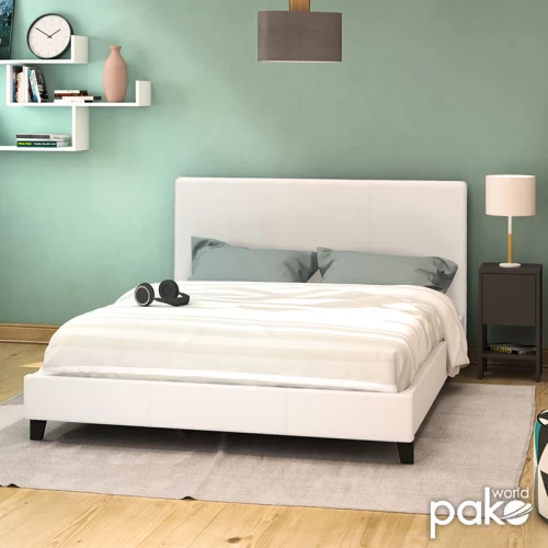 Κρεβάτι Nevil 150X200 Pu Χρώμα Λευκό Ματ