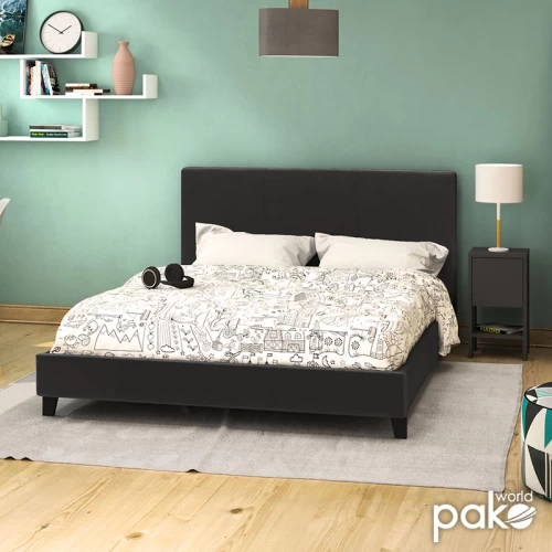 Κρεβάτι Nevil 150X200 Pu Χρώμα Μαύρο Ματ