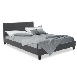 Κρεβάτι Nevil 150X200 Με Ύφασμα Χρώμα Ανθρακί