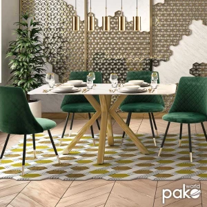 Τραπέζι Paris Γυαλί 8Mm Σχέδιο Μαρμάρου-Χρυσό 160X80X75Εκ