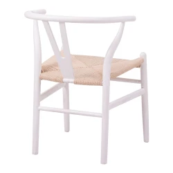 Καρέκλα Wishbone Rubberwood-Σχοινί Σε Λευκή Απόχρωση 53.5X57X74Εκ