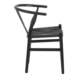 Καρέκλα Wishbone Rubberwood-Σχοινί Σε Μαύρη Απόχρωση 53.5X57X74Εκ