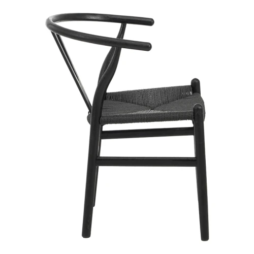 Καρέκλα Wishbone Rubberwood-Σχοινί Σε Μαύρη Απόχρωση 53.5X57X74Εκ