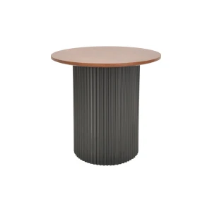 Βοηθητικό Τραπέζι Dovel Mdf Σε Καρυδί-Μαύρο Μέταλλο Φ50X50Εκ