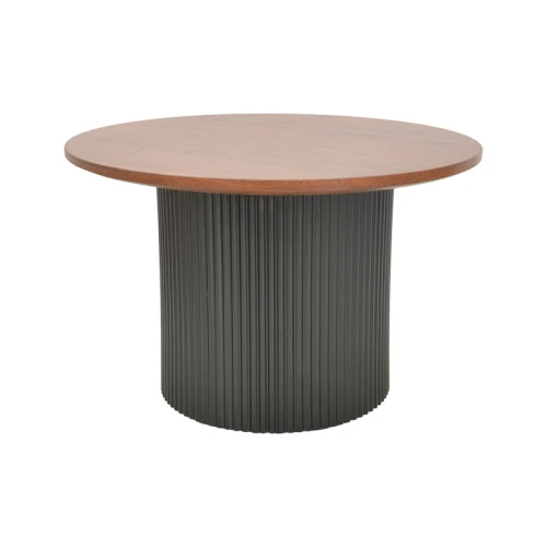 Τραπέζι Σαλονιού Dovel Mdf Σε Καρυδί-Μαύρο Μέταλλο Φ70X45Εκ