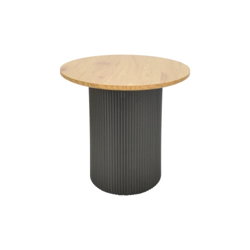 Βοηθητικό Τραπέζι Dovel Mdf Σε Sonoma -Μαύρο Μέταλλο Φ50X50Εκ