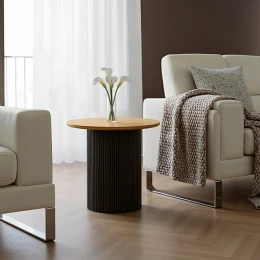 Βοηθητικό Τραπέζι Dovel Mdf Σε Sonoma -Μαύρο Μέταλλο Φ50X50Εκ