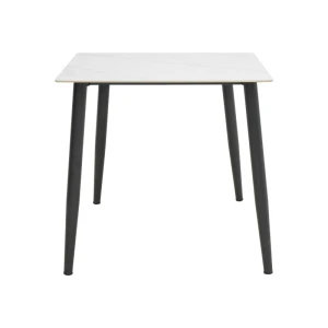 Τραπέζι Gustas Λευκό Μαρμάρου Sintered Stone-Μαύρο Μέταλλο 80X80X76Εκ