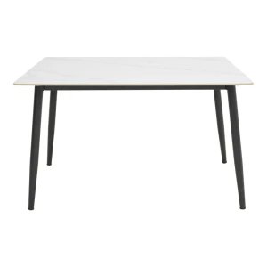 Τραπέζι Gustas Λευκό Μαρμάρου Sintered Stone-Μαύρο Μέταλλο 120X80X76Εκ