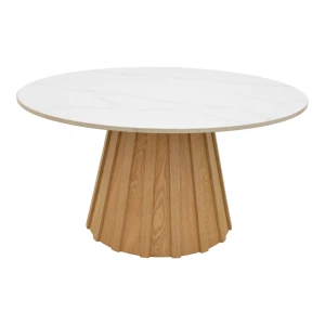 Τραπέζι Σαλονιού Franzel Sintered Stone Σε Όψη Μαρμάρου-Mdf Σε Φυσική Απόχρωση Φ80X40Εκ