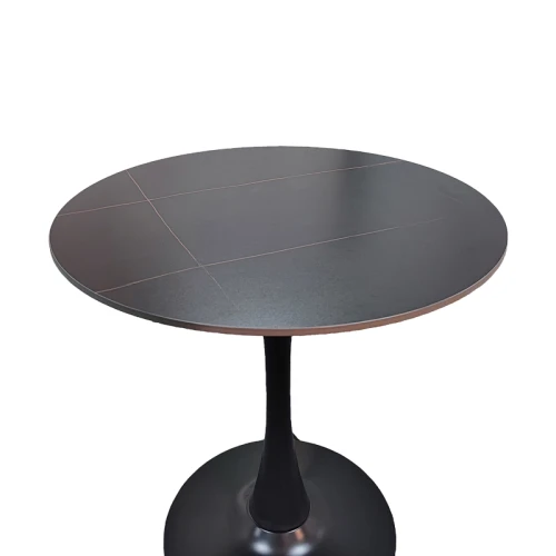Tραπέζι Balou Sintered Stone Σε Μαύρη Απόχρωση Με Όψη Μαρμάρου-Βάση Μαύρο Μέταλλο Φ90X73Εκ