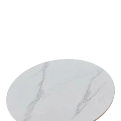 Tραπέζι Balou Sintered Stone Σε Λευκή Απόχρωση Με Όψη Μαρμάρου-Βάση Λευκό Μέταλλο Φ120X73Εκ