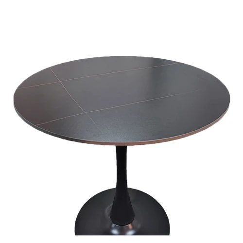Tραπέζι Balou Sintered Stone Σε Μαύρη Απόχρωση Με Όψη Μαρμάρου-Βάση Μαύρο Μέταλλο Φ120X73Εκ
