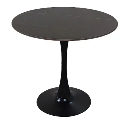 Tραπέζι Balou Sintered Stone Σε Μαύρη Απόχρωση Με Όψη Μαρμάρου-Βάση Μαύρο Μέταλλο Φ120X73Εκ