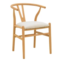 Καρέκλα Wishbone Rubberwood-Ύφασμα Σε Φυσική-Μπεζ Απόχρωση 51X58X73Εκ