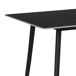 Τραπέζι Gustas Μαύρο Μαρμάρου Sintered Stone-Μαύρο Μέταλλο 140X80X76Εκ