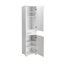 Ντουλάπα Chad Με Συρτάρια Λευκό Gloss 45X40X188Εκ