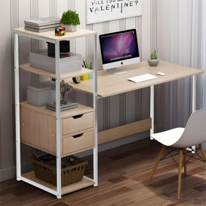 Γραφείο Zayn Ιι Με Ραφιέρα-Mdf Φυσικό-Λευκό 107X40X110Εκ