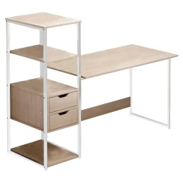 Γραφείο Zayn Ιι Με Ραφιέρα-Mdf Φυσικό-Λευκό 108X40X111Εκ