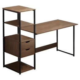 Γραφείο Zayn Ιι Με Ραφιέρα-Mdf Καρυδί-Μαύρο 108X40X111Εκ