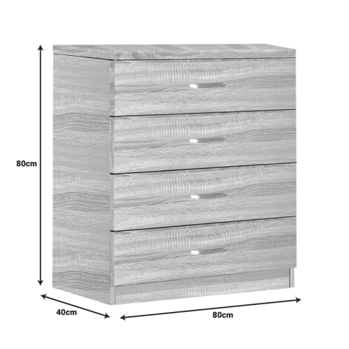 Συρταριέρα Killian Με 4 Συρτάρια Sonoma 80X40X80Εκ