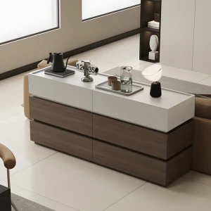 Συρταριέρα Sonlen Mdf Σε Καρυδί-Μπεζ Απόχρωση 120X40X72Εκ