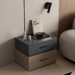 Κομοδίνο Sonlen Mdf Σε Sonoma-Ανθρακί Απόχρωση 60X40X44.5Εκ