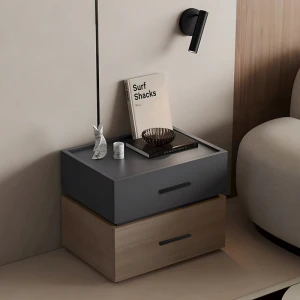 Κομοδίνο Sonlen Mdf Σε Sonoma-Ανθρακί Απόχρωση 60X40X44.5Εκ