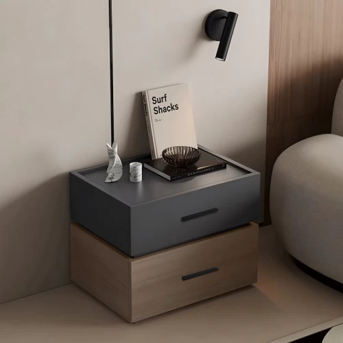 Κομοδίνο Sonlen Mdf Σε Sonoma-Ανθρακί Απόχρωση 60X40X44.5Εκ