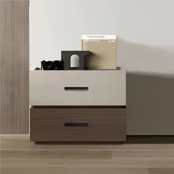 Κομοδίνο Sonlen Mdf Σε Καρυδί-Μπεζ Απόχρωση 60X40X44.5Εκ