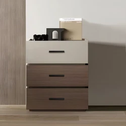 Κομοδίνο Sonlen Mdf Σε Καρυδί-Μπεζ Απόχρωση 60X40X66Εκ