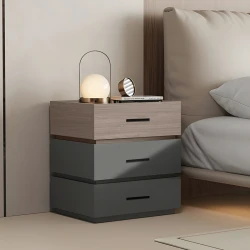 Κομοδίνο Sonlen Mdf Σε Sonoma-Ανθρακί Απόχρωση 60X40X66Εκ
