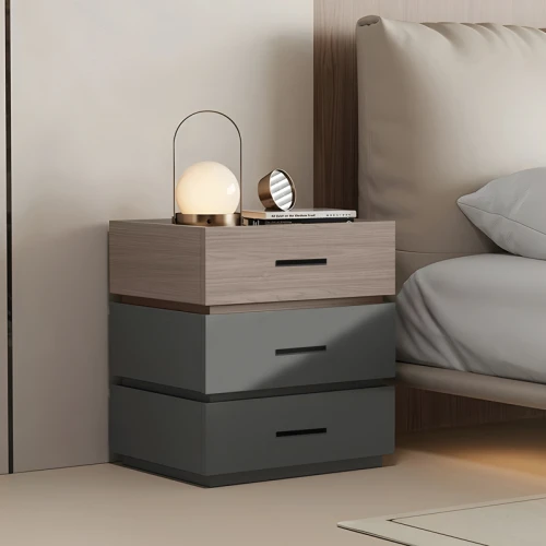Κομοδίνο Sonlen Mdf Σε Sonoma-Ανθρακί Απόχρωση 60X40X66Εκ