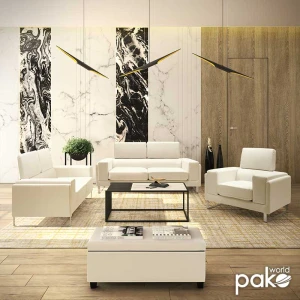 Καναπές Shea 3Θέσιος Pu Ivory-Inox 198X80X87Εκ