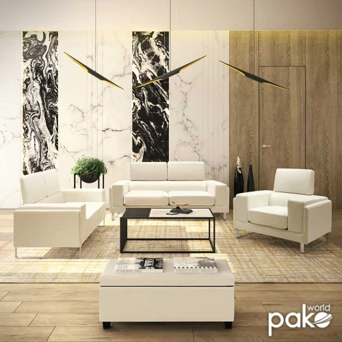 Καναπές Shea 3Θέσιος Pu Ivory-Inox 198X80X87Εκ