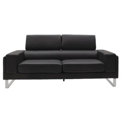 Καναπές Shea 3Θέσιος Pu Μαύρο-Inox 198X80X87Εκ