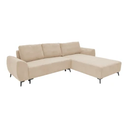 Kαναπές Κρεβάτι Τριθέσιος Αναστρέψιμος Settee Ύφασμα Με Αποθηκευτικό Χώρο Σε Μπεζ Απόχρωση 286X204X93Εκ