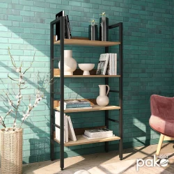 Βιβλιοθήκη- Ραφιέρα Ramon Φυσικό-Μαύρο 60X28X125,5Εκ