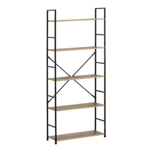 Βιβλιοθήκη Manlo Oak Με Μαύρο Μέταλλο 58.6X23.5X144Εκ