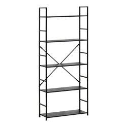 Βιβλιοθήκη Manlo Μαύρο Μέταλλο 58.6X23.5X144Εκ