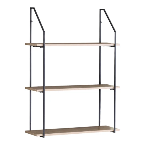 Ραφιέρα Τοίχου Fema Oak Με Μαύρο Μέταλλο 60X20X80Εκ