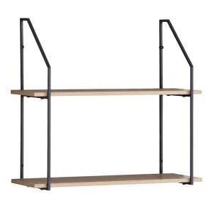 Ραφιέρα Τοίχου Fema Oak Με Μαύρο Μέταλλο 60X20X52Εκ