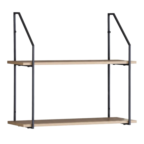 Ραφιέρα Τοίχου Fema Oak Με Μαύρο Μέταλλο 60X20X52Εκ