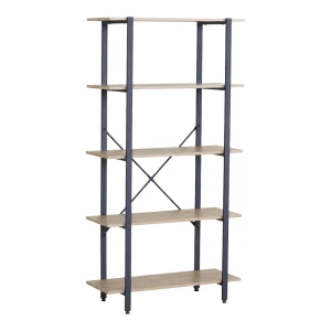 Βιβλιοθήκη Nebranzo Oak Με Μαύρο Μέταλλο 80X34X155.3Εκ