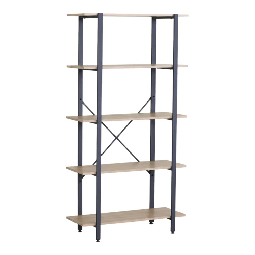 Βιβλιοθήκη Nebranzo Oak Με Μαύρο Μέταλλο 80X34X155.3Εκ