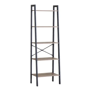 Βιβλιοθήκη Jebia Oak Με Μαύρο Μέταλλο 56X37X172.2Εκ