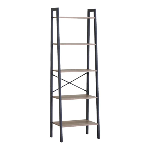 Βιβλιοθήκη Jebia Oak Με Μαύρο Μέταλλο 56X37X172.2Εκ